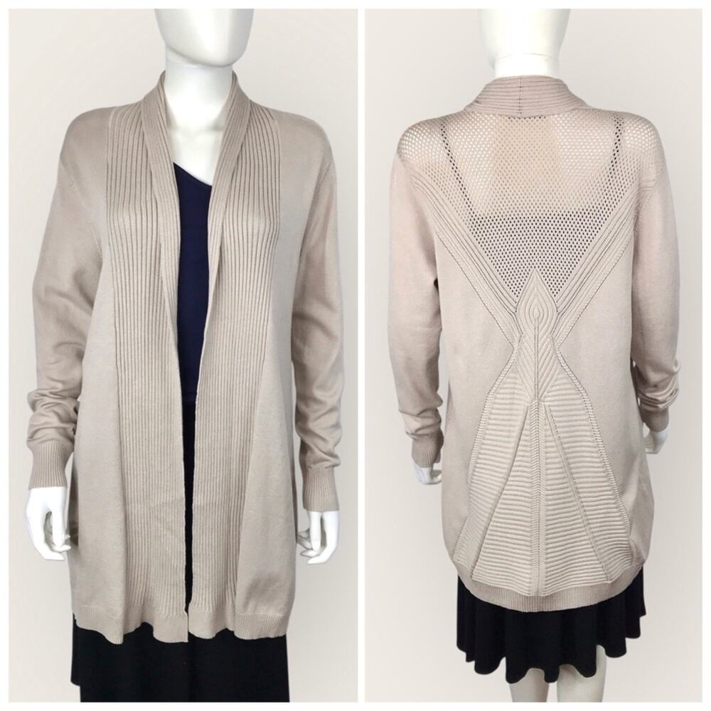 Esperanza Beige Long Cardigan  Open-Front Neutral Cozy